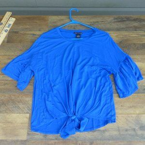 Chelsea & Theodore blue gathered rayon blouse S
